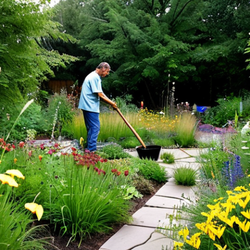 Home 4 자연형 물 정화 시스템 설치 가이드 - **Lush Rain Garden:** A well-maintained rain garden overflowing with native French wildflowers and g...