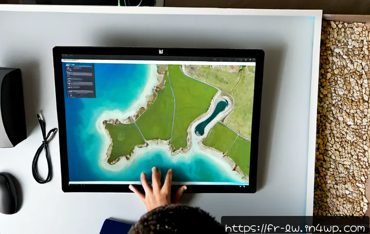 자연형 물 정화 시스템을 위한 설계 소프트웨어 추천 - Photorealistic overhead view of a French environmental engineer’s tidy studio desk, hands using a la...
